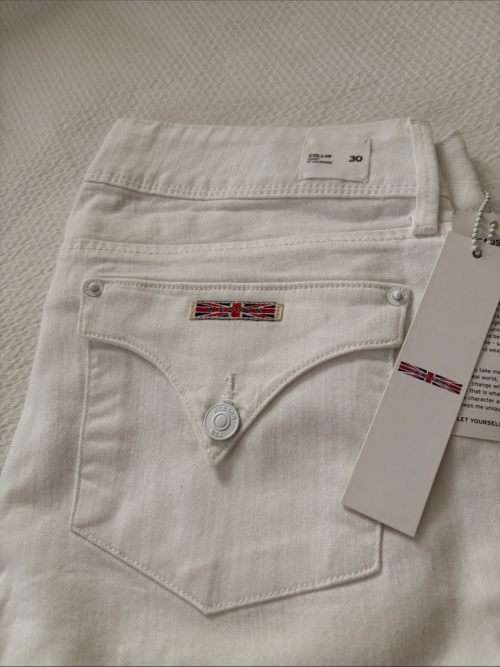 Hudson White Women’s Jeans with Signature Patch -